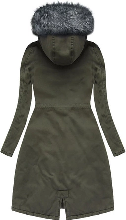 BAWEŁNIANA PARKA ZIMOWA KHAKI-SZARA (7611)