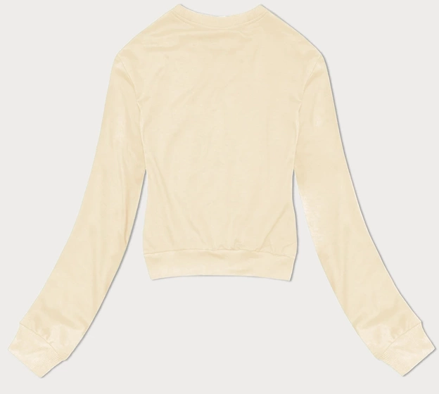 Cienka krótka bluza dresowa damska ecru (8B938-67+132)