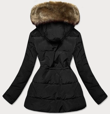 DAMSKA PARKA ZIMOWA NA MISIU CZARNA / BRĄZ (W560)