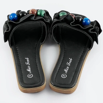 Damskie klapki płaskiej podeszwie czarne (www-319)