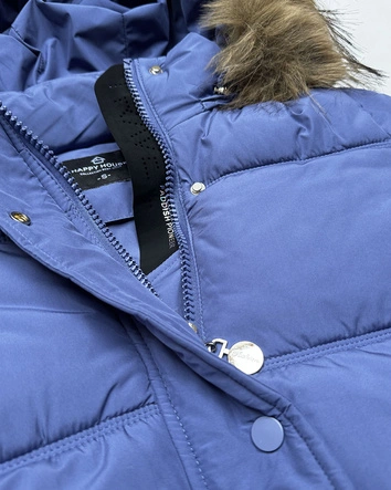 Kurtka puchowa z kapturem niebieska (KK60612)