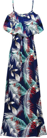 SUKIENKA MAXI W KWIATY GRANATOWO-CZERWONA (71138#)