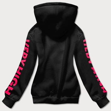 Bluza dresowa damska z nadrukiem czarna (26012)