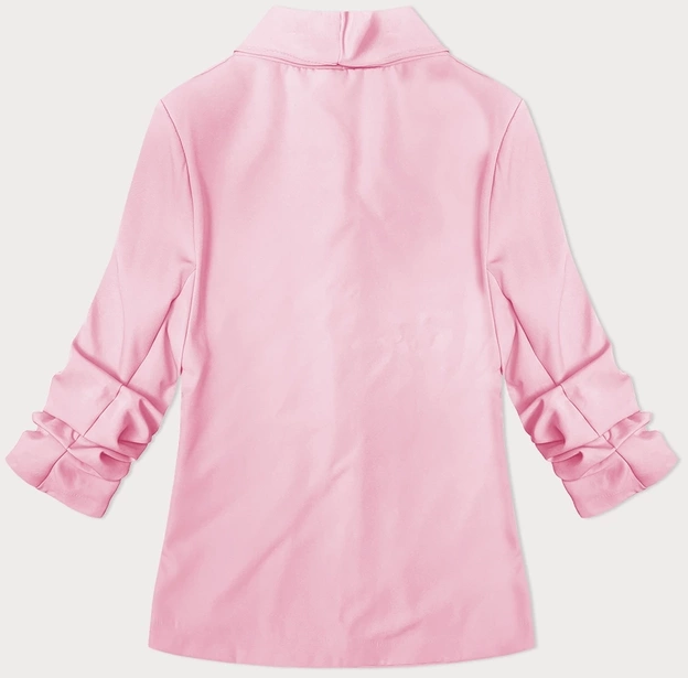 Cienka marynarka z marszczonymi rękawami jasny róż (22-356)