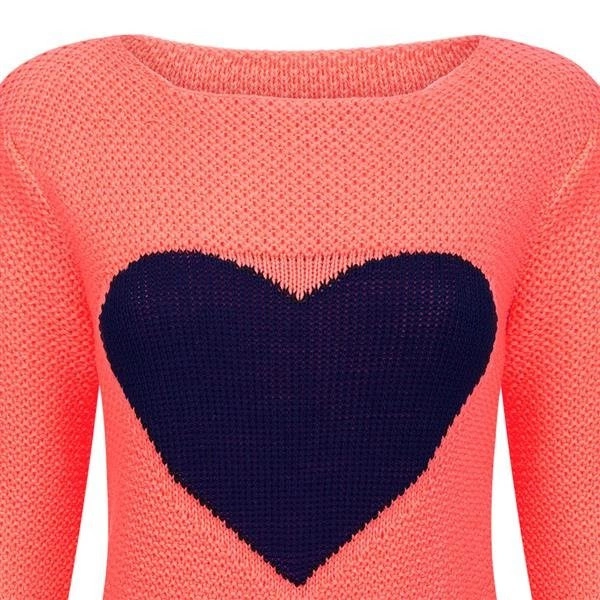 SWETER Z SERCEM NEONOWY ŁOSOSIOWY (SW011)