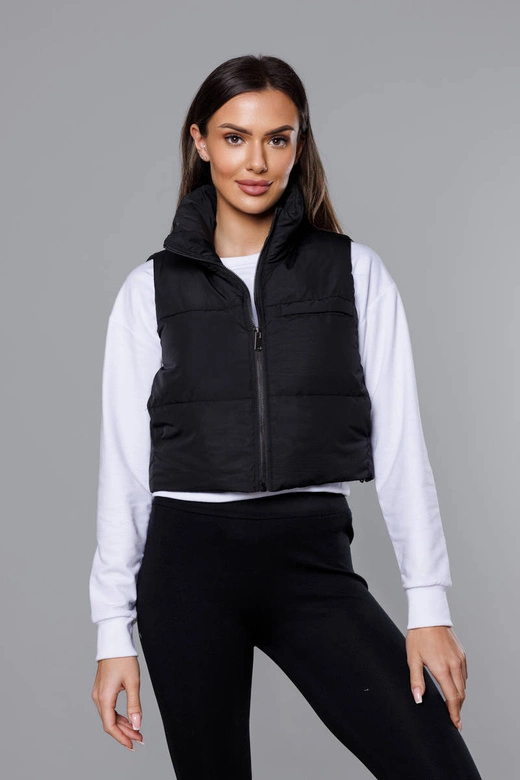 Krótka kamizelka ze stójką czarna (16M9079-392)