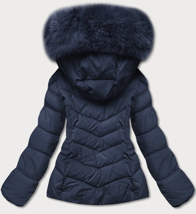 Krótka kurtka damska zimowa granatowa (TY043-2)