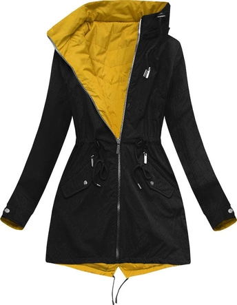 DWUSTRONNA PARKA Z KAPTUREM CZARNO-ŻÓŁTA (W304BIG)