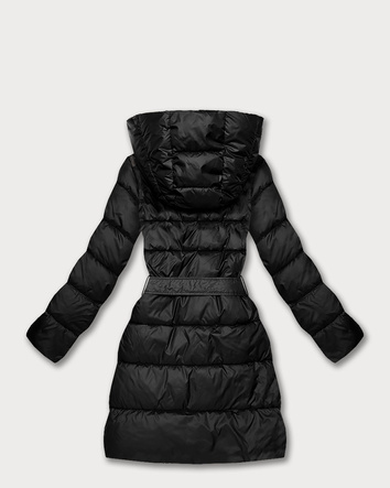 Dwustronna kurtka zimowa plus size czarna/panterka (M6-6008-1)