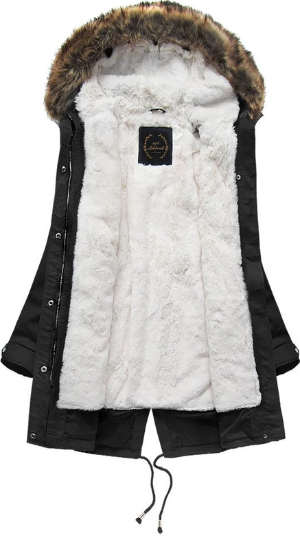 PARKA Z PODPINKĄ I KAPTUREM CZARNA (X7600X)