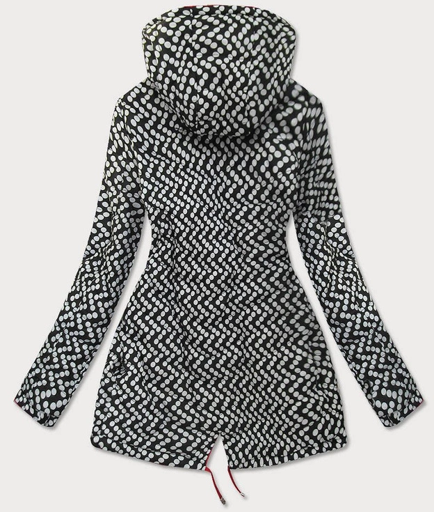 DWUSTRONNA KURTKA PARKA DAMSKA CZERWONA/KROPKI (W662BIG)