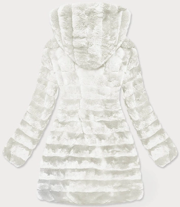 LEKKA KURTKA ZIMOWA DAMSKA FUTRO 2 W 1 ECRU (39039)