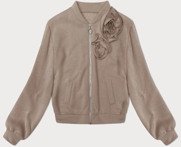 Dzianinowa bluza z różami beżowa (16023)