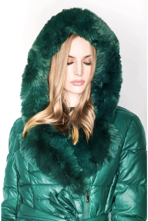 Kurtka damska z futrzanym kołnierzem zielona (ag6-28)