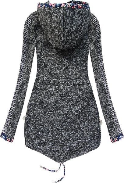 GRUBA BLUZA Z KAPTUREM GRAFITOWA (LX9943)