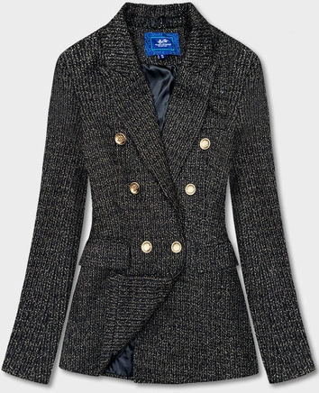 Dwurzędowa marynarka z guzikami czarno-brązowa (AG3-1981)