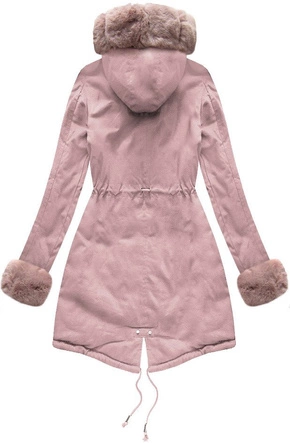 BAWEŁNIANA DAMSKA PARKA ZIMOWA Z FUTREM ANTYCZNY RÓŻ (XW801-2X)