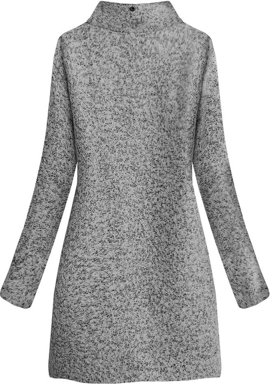 KRÓTKI PŁASZCZ ZIMOWY ZE STÓJKĄ JASNOSZARY (536/2ART)