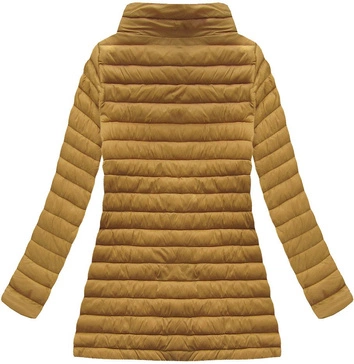 PIKOWANA KURTKA Z KAPTUREM MUSZTARDOWA (7473-PLUS)