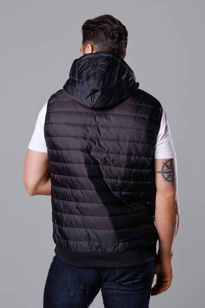 Kamizelka męska z kapturem czarna (8MY88-1)