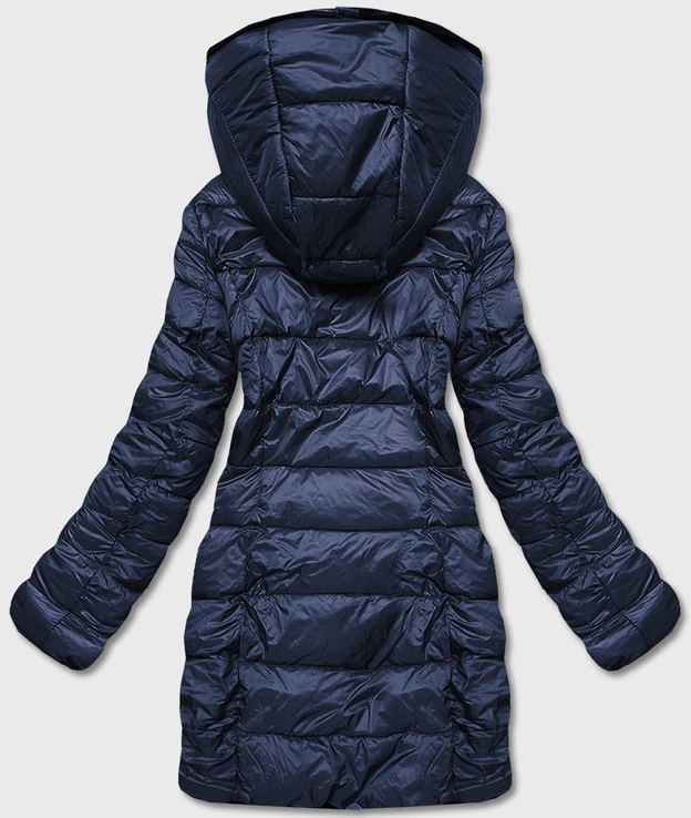 Dwustronna kurtka futro damska granatowa (b8053-3)