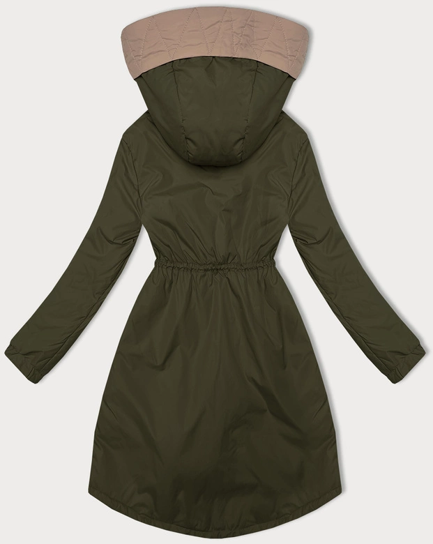 Kurtka damska ze ściągaczem w talii S'West khaki (B8352-11)