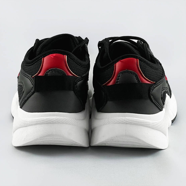 Sznurowane sneakersy z kolorowymi wstawkami czarne (6346)