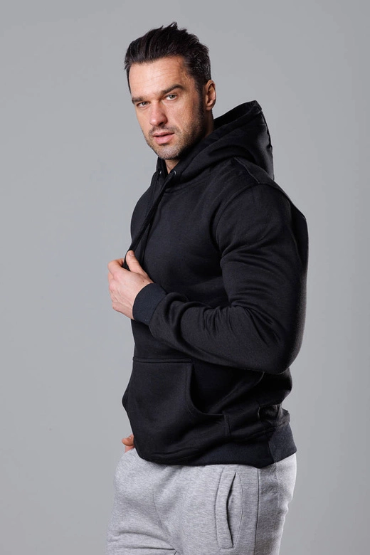 Męska bluza z kapturem czarna (68B2009-3)