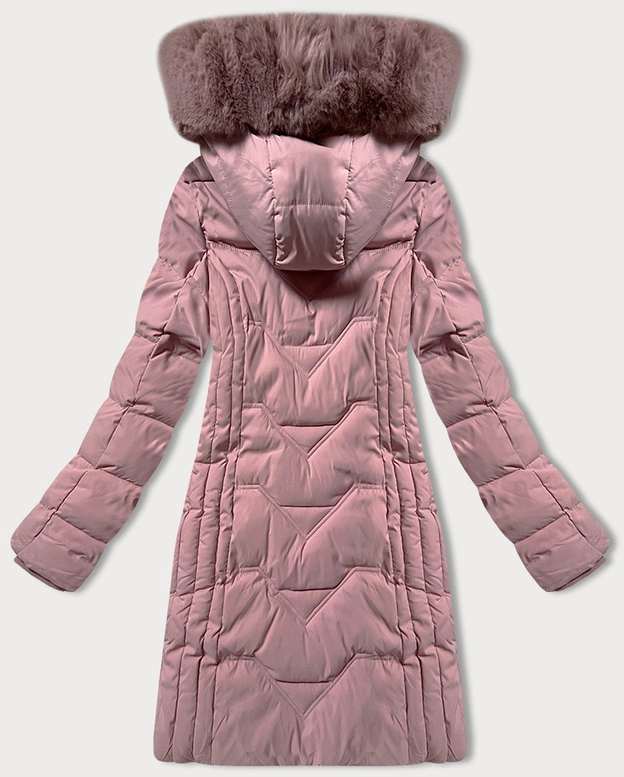 Kurtka zimowa z odpinanym kapturem pudrowy róż S'west (R8199-51)