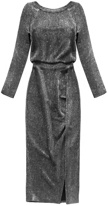 BŁYSZCZĄCA SUKIENKA MIDI SREBRNA (166ART)