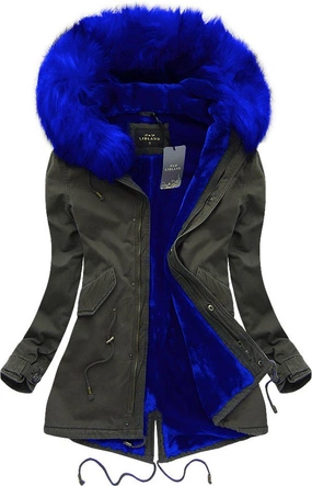 BAWEŁNIANA PARKA ZIMOWA KHAKI-CHABROWA (7599)