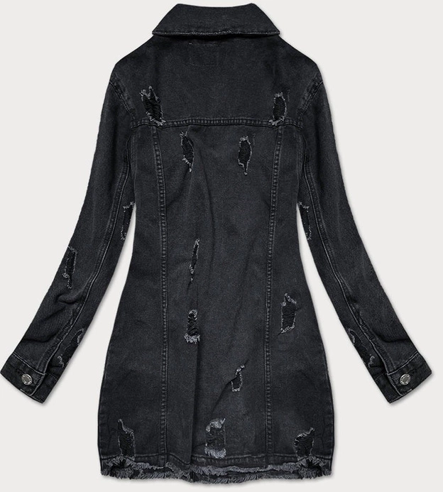 Luźna damska kurtka z przetarciami czarna (LS9033)