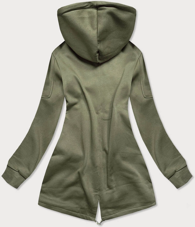 DŁUGA DAMSKA BLUZA Z KAPTUREM KHAKI (AMG705)
