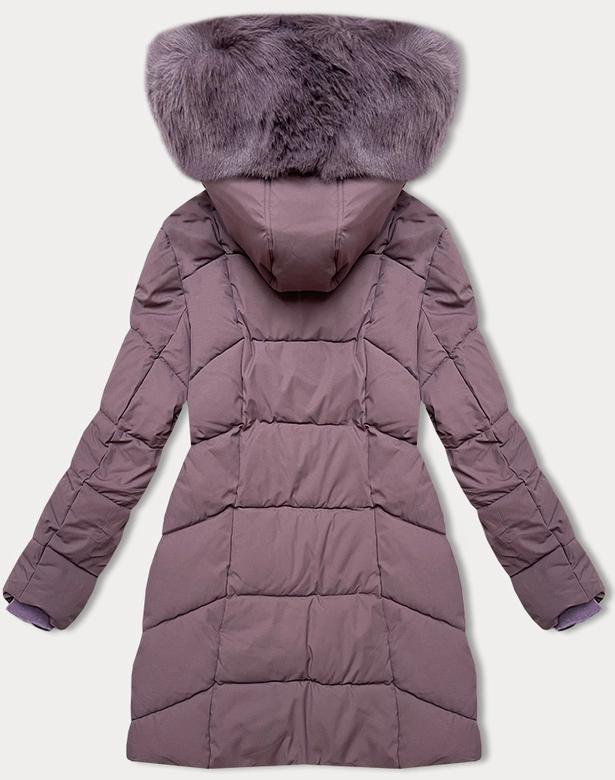 Kurtka zimowa damska plus size do połowy uda S'west fioletowa (B8306-71)