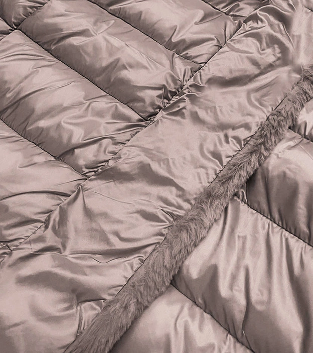 Kurtka zimowa damska z kapturem cappuccino (fm09-3)