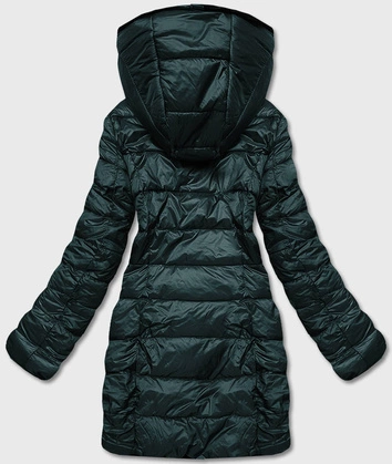 Dwustronna kurtka futro damska zielona (b8053-10)