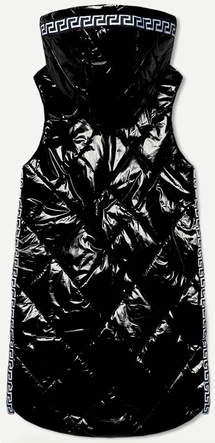 Błyszcząca kamizelka z lamówkami czarna (7004BIG)