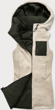 Dwustronna kamizelka damska baranek J Style army (16M9166-136)