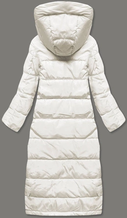 Długa kurtka puchowa damska ecru (AG3-3038)