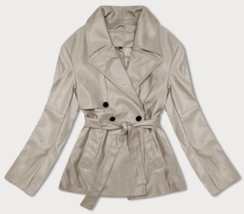 Krótki trencz ze skóry ekologicznej J Style ciepły beż (11Z8102)