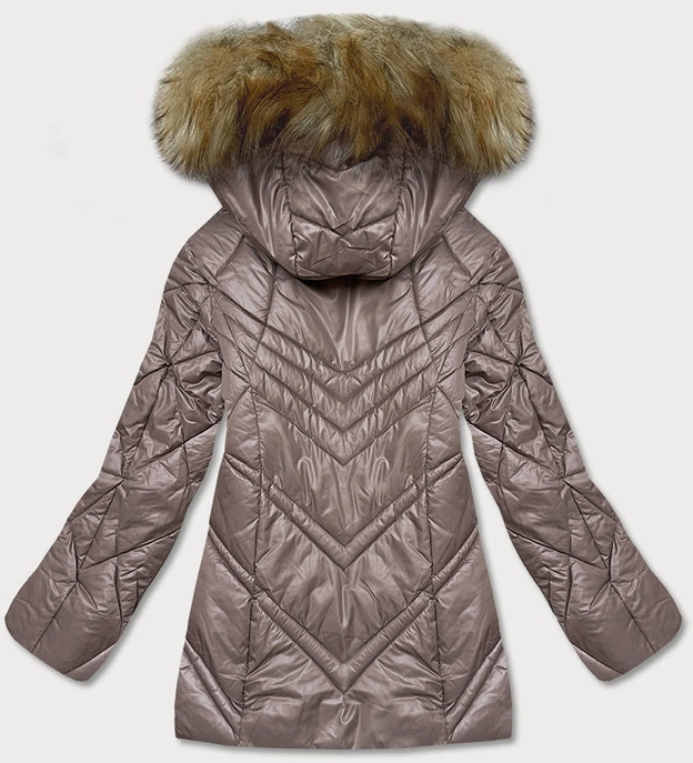 Przejściowa kurtka damska z kapturem cappuccino (H-97-1)