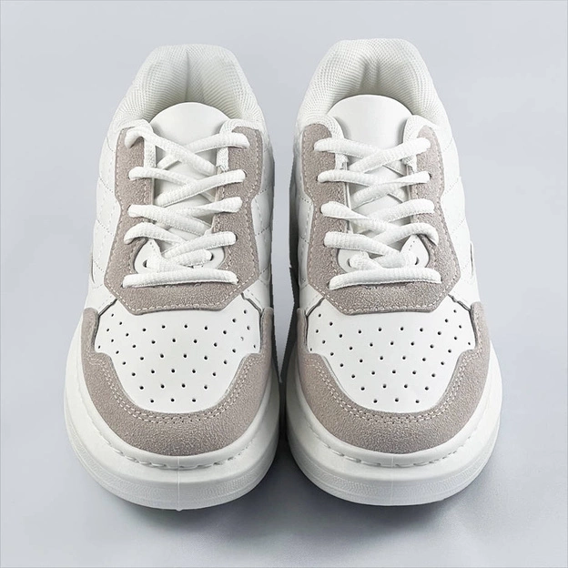 Damskie sznurowane półbuty sportowe biały/beż (rc-50)