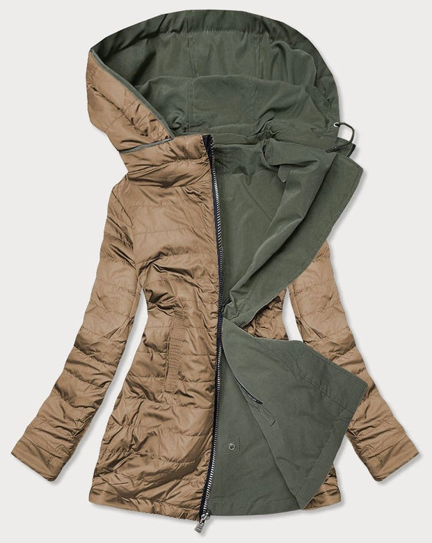 Kurtka damska typu parka 2w1 khaki-beż (bh2015)