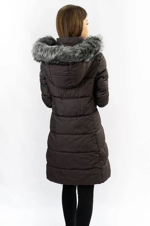 Damska zimowa pikowana kurtka oberżynowa (7701)