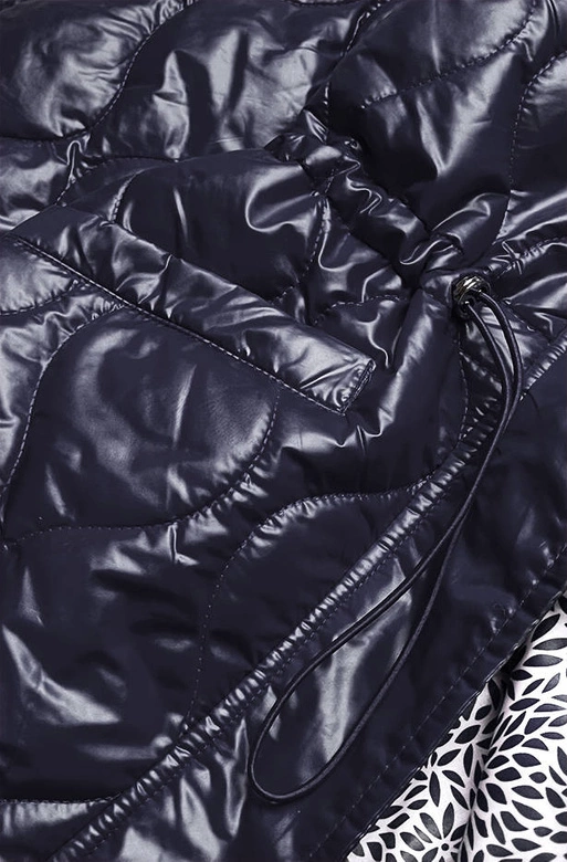 Kurtka damska z ozdobną podszewką granatowa (bh2182)