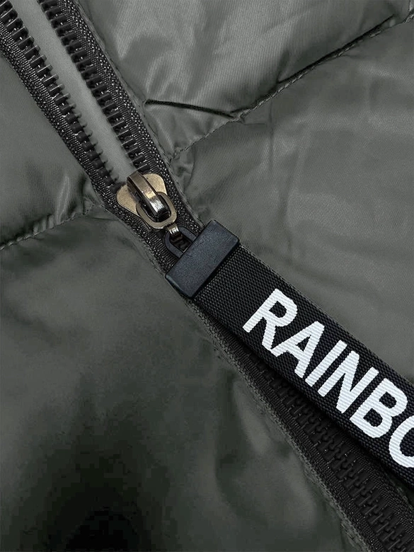 Krótki bezrękawnik damski ze stójką szarozielony (B8245-70)