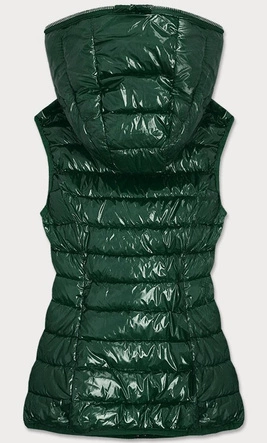 Pikowany błyszczący bezrękawnik damski zielony (b9563)