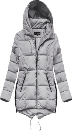 PIKOWANA KURTKA Z KAPTUREM SZARA (X857X)