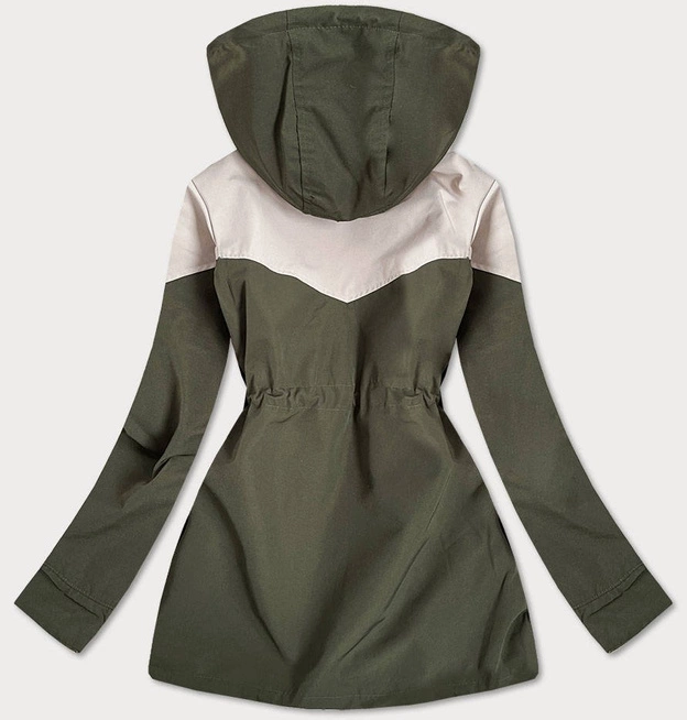 DWUKOLOROWA KURTKA PARKA DAMSKA KHAKI-BEŻ (BH2010)