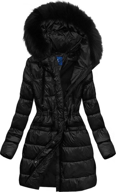 Ortalionowa dłuższa zimowa kurtka damska czarna (j9-005)